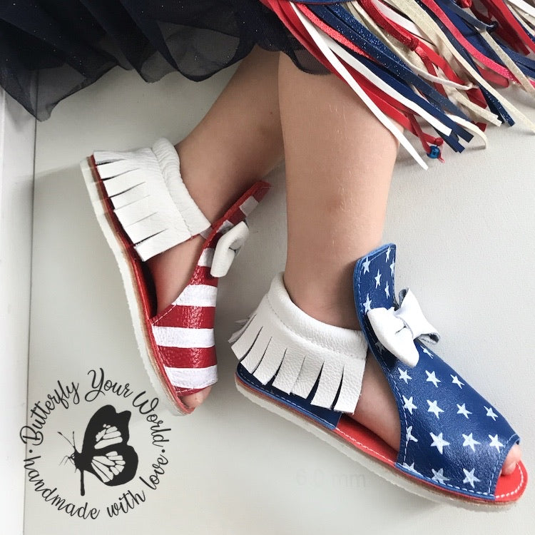 Americana kids patriotic sandals with rubber soles – Butterfly World