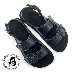 Sahara Blacked Out Leather Buckle Sandals