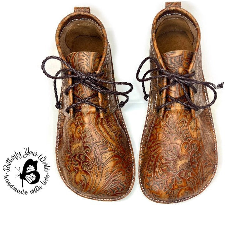 Oxfords in Embossed Nutmeg Leather