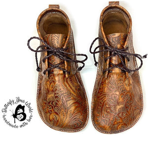 Oxfords in Embossed Nutmeg Leather