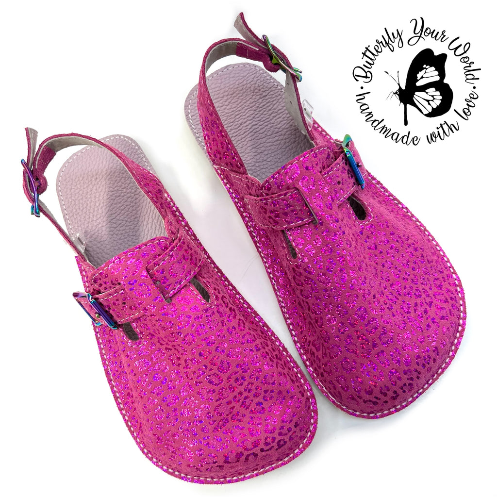 Dakota Shimmery Pink Leopard Suede Clogs