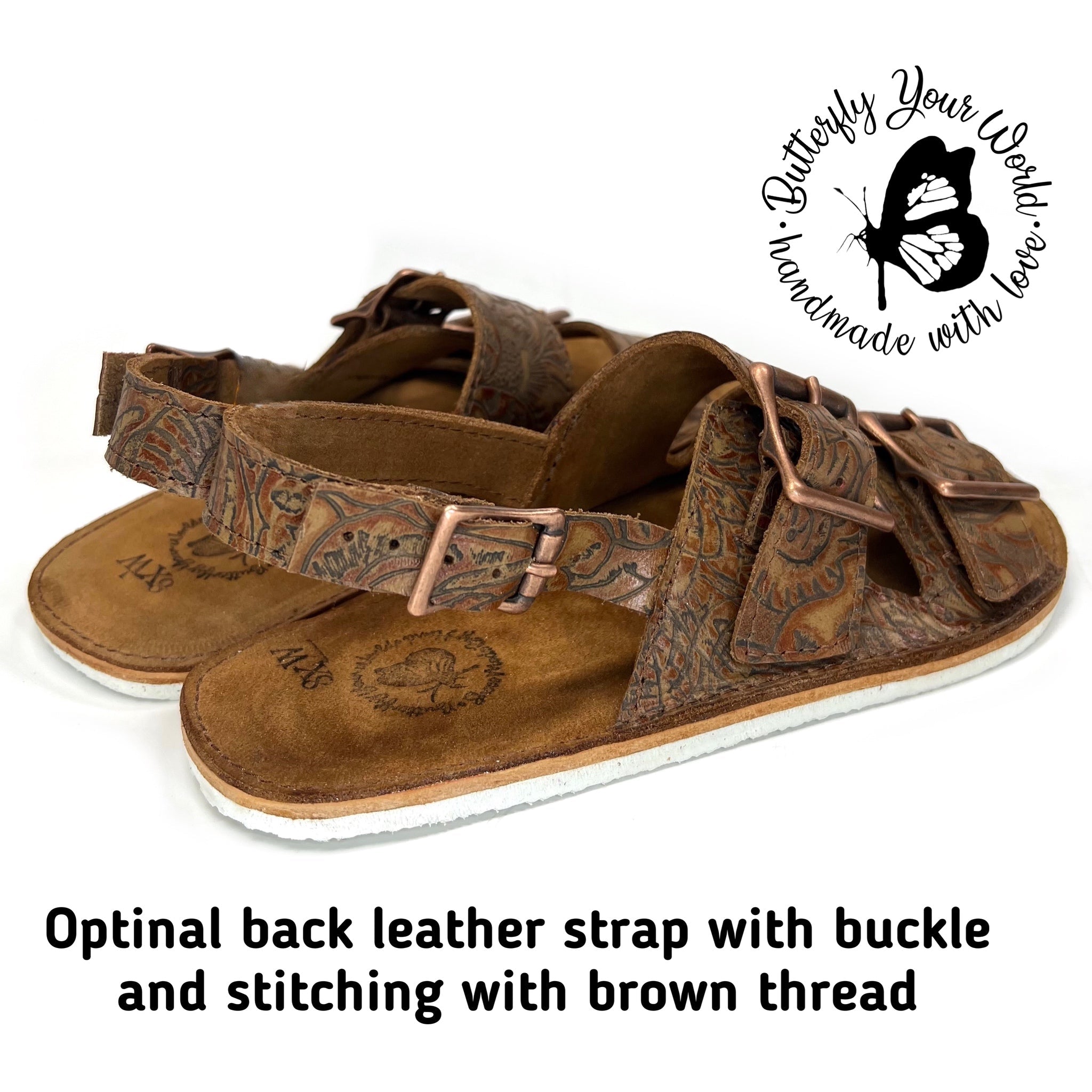 Sahara Embossed Nutmeg Buckle Sandals