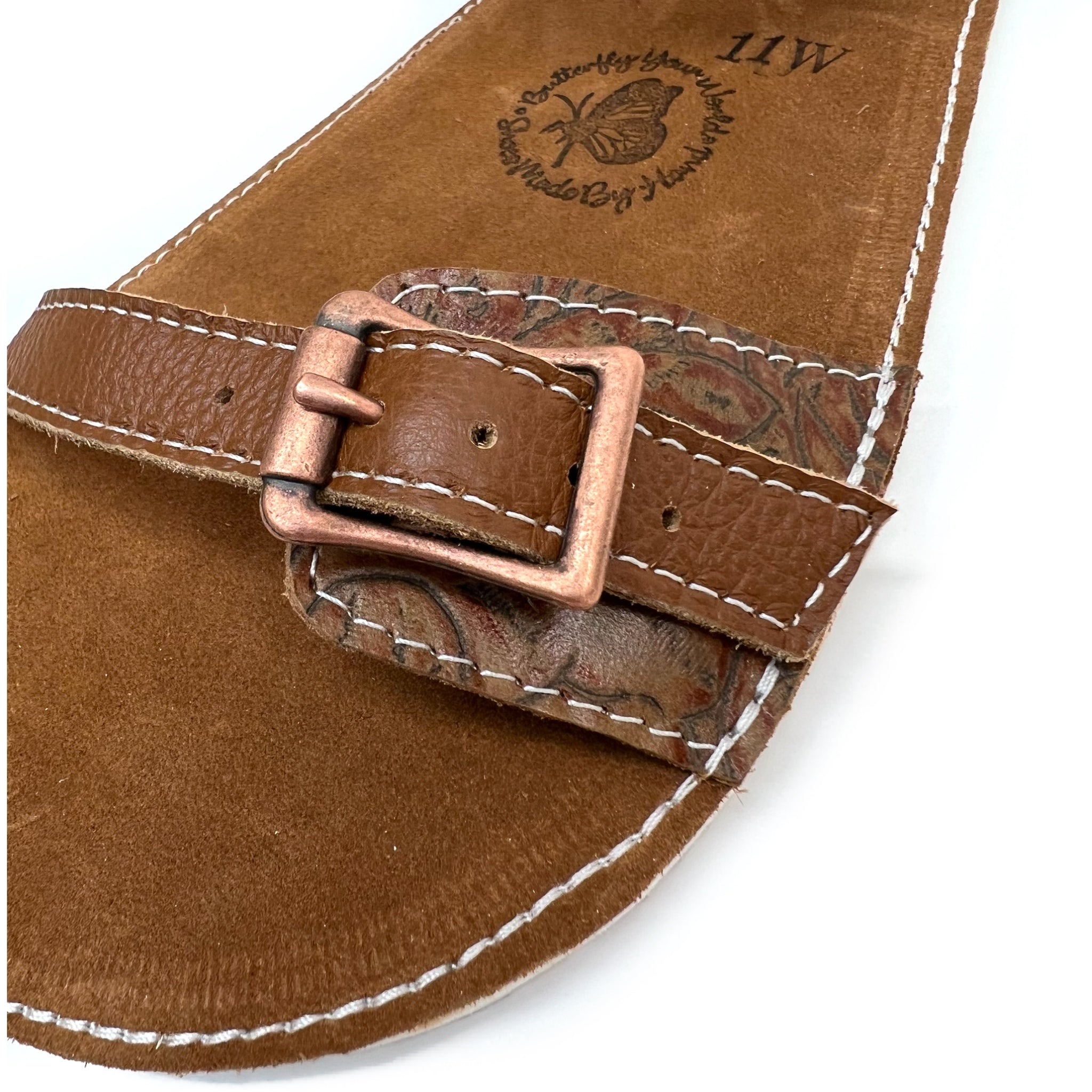 Natalie Embossed Nutmeg Sandals â Butterfly Your World