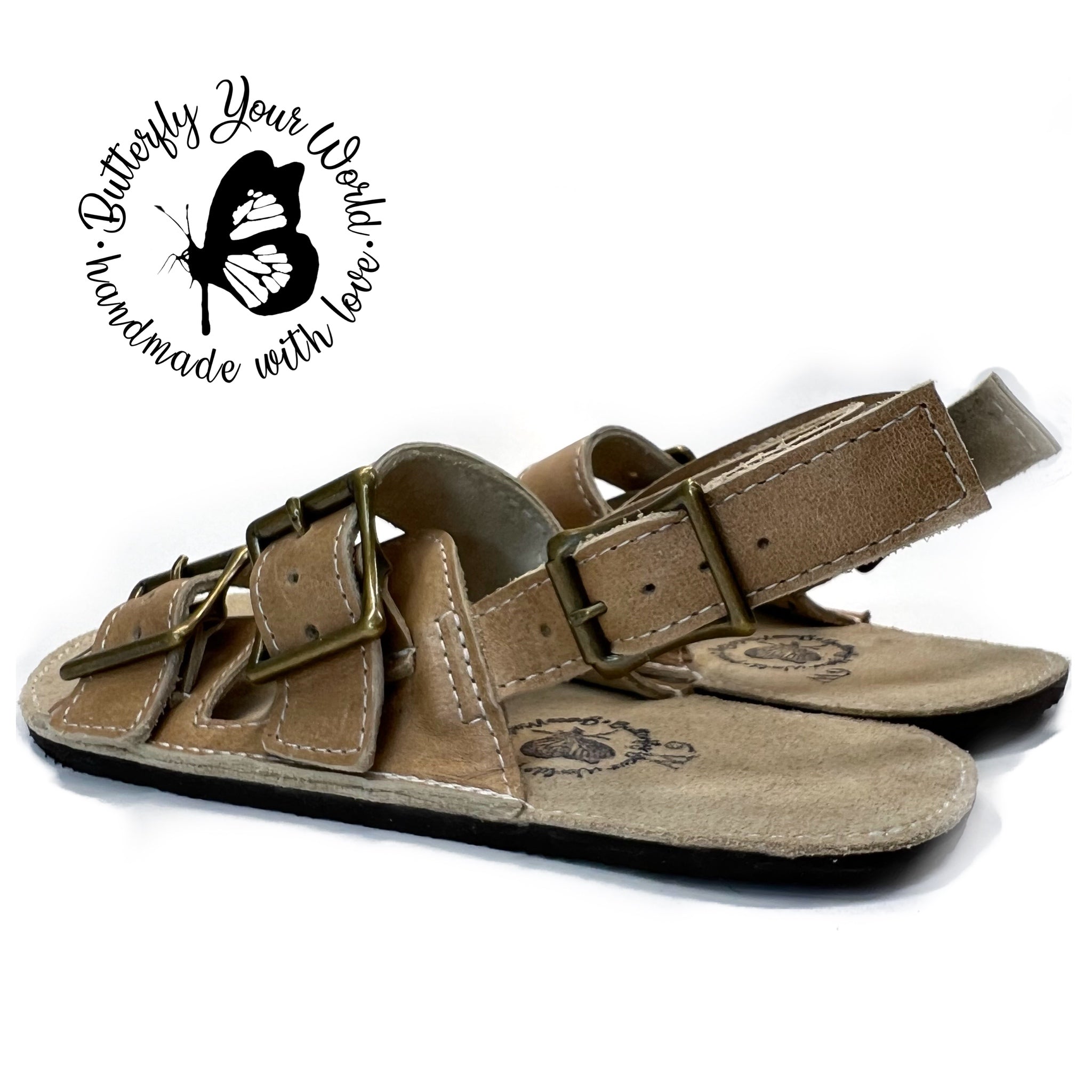 Sahara Distressed Camel Buckle Sandals