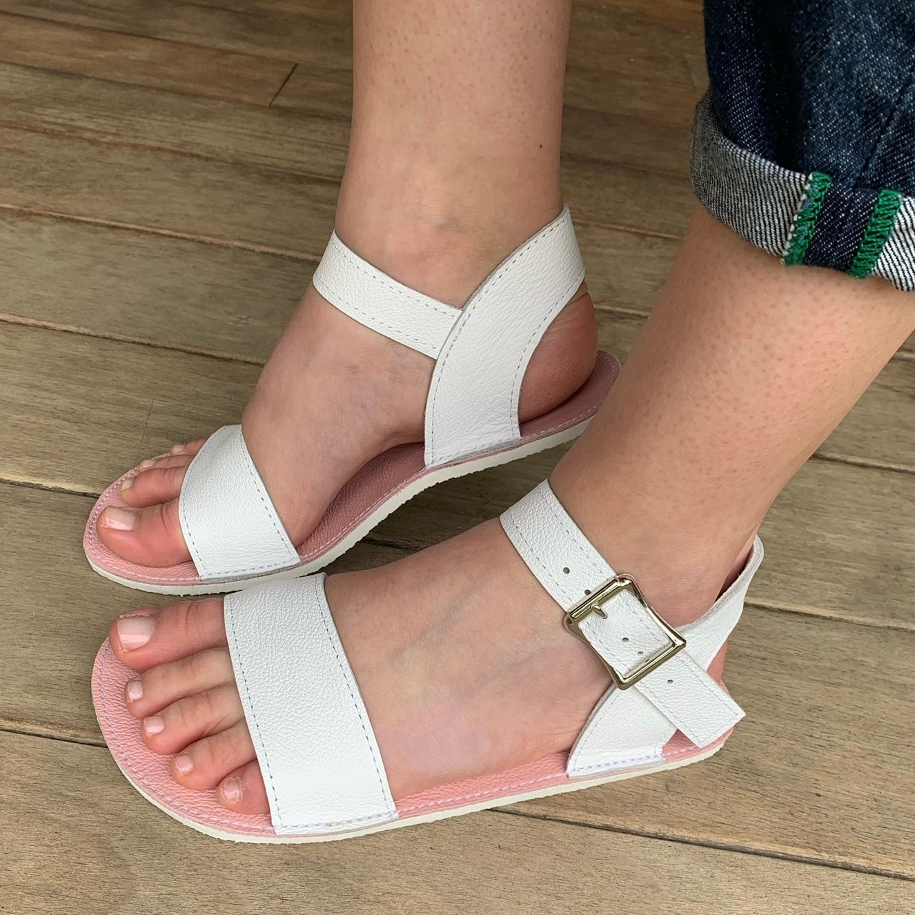 Women wide strap white sandals