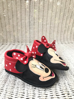 Mouse bow kids Moccs with rubber soles