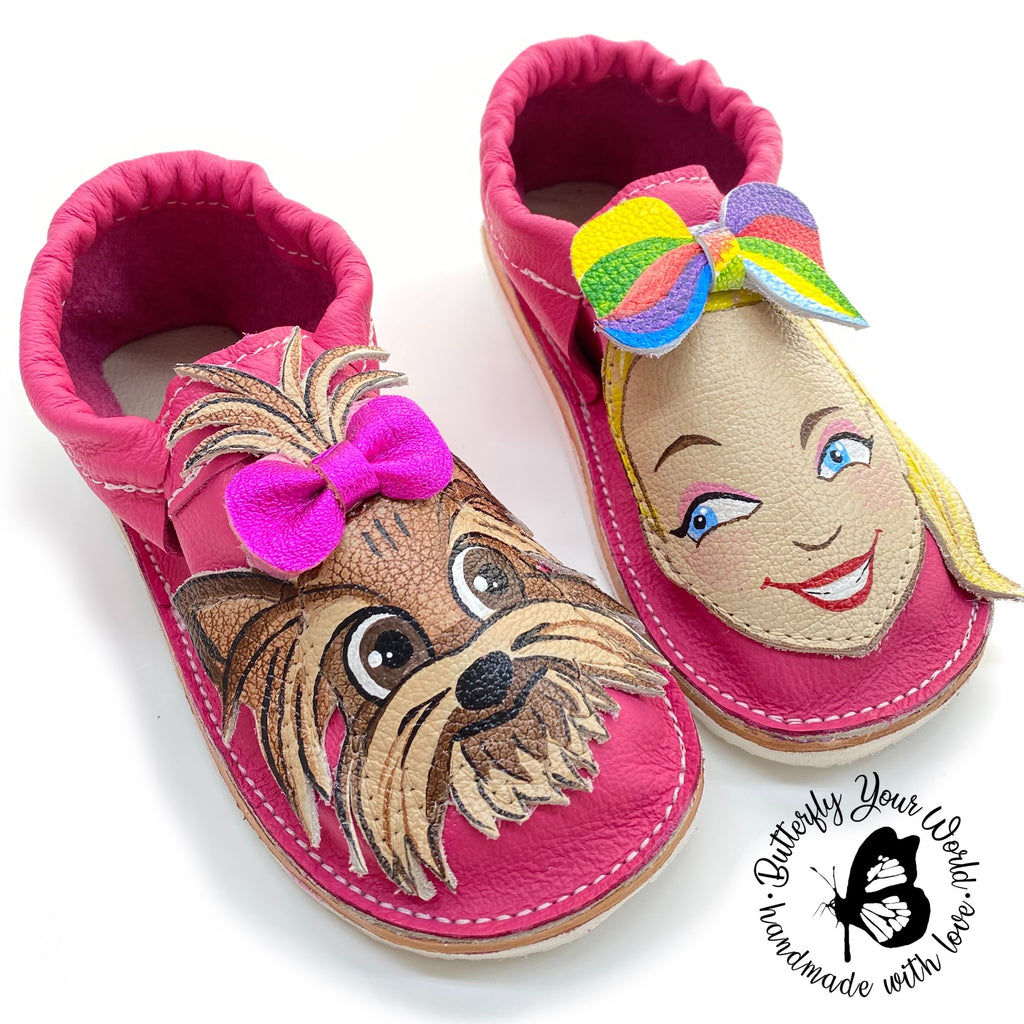 Pink Jo kids shoes with rubber soles