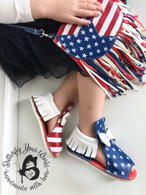 Americana patriotic fringe purse