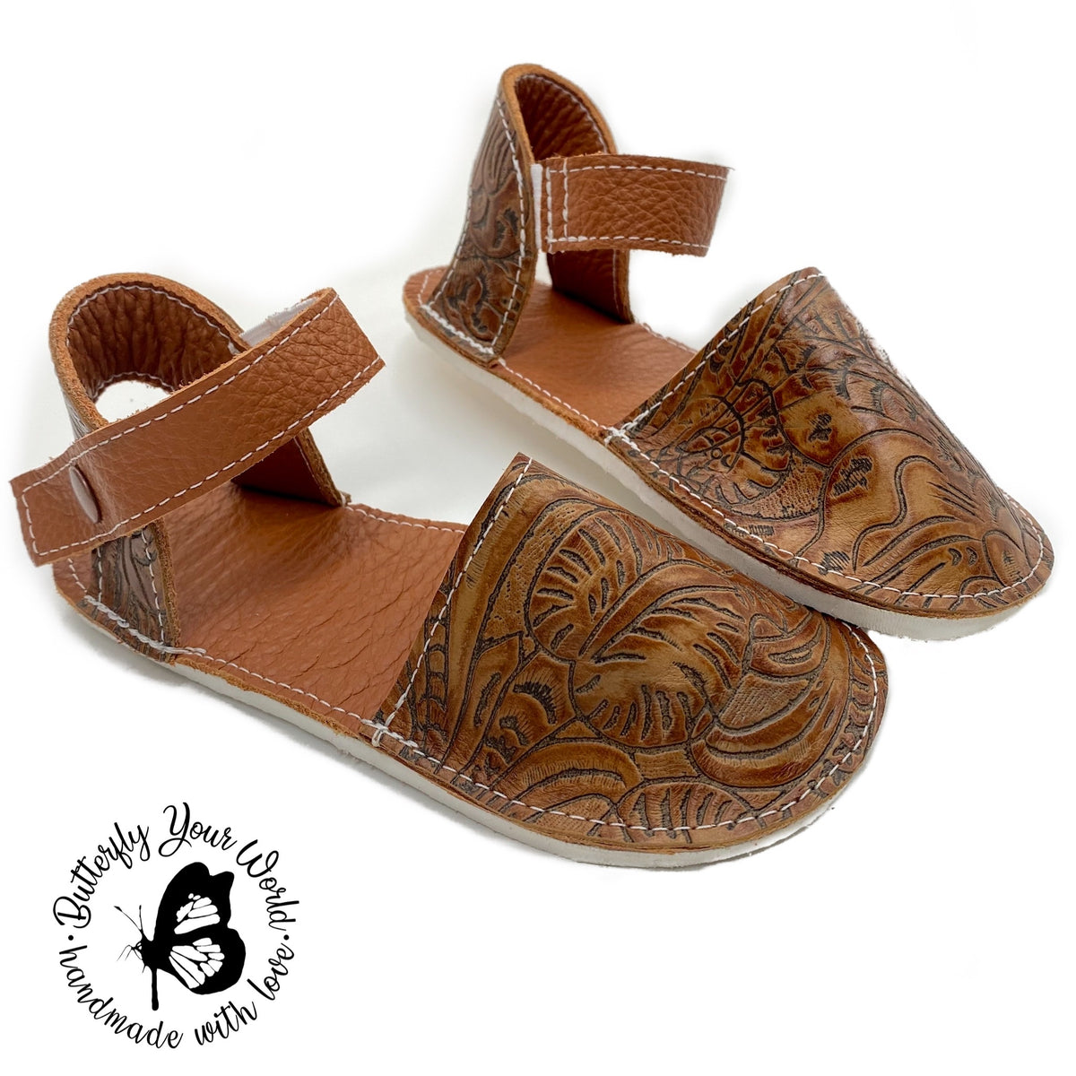 Embossed kids espadrilles leather sandals – Butterfly Your World
