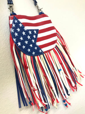 Americana patriotic fringe purse