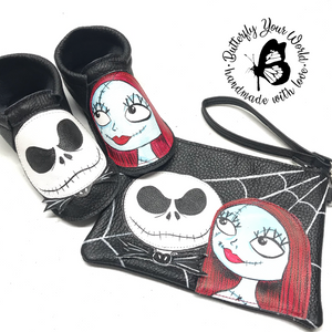 Halloween Skeleton couple - wristlet purse