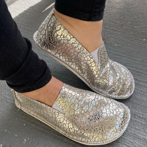 Berlin Shimmery Silver Leather Loafers