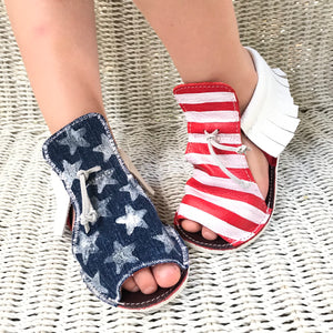 Patriotic american flag kids sandals with rubber sole